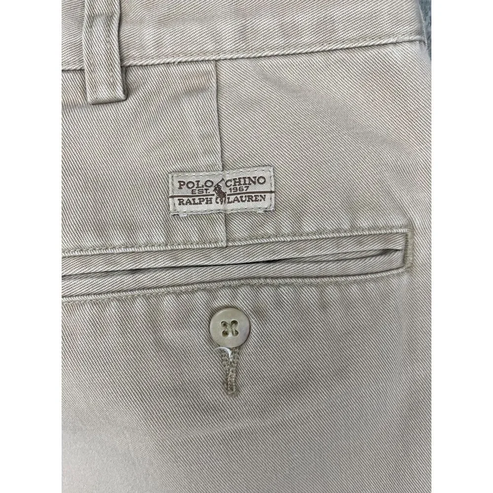 VTG Polo Ralph Lauren Men's Chino Pants 36x34 (Real‎ 36x31) Beige Pleated